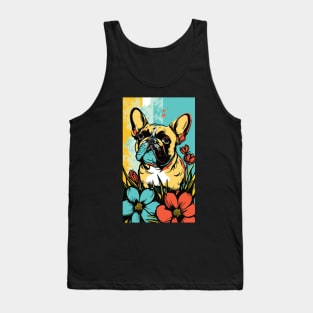 French Bulldog Vibrant Tropical Flower Tall Retro Vintage Digital Pop Art Portrait Tank Top